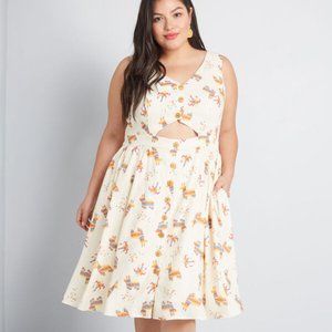 Modcloth Keeping On Cutout Dress with piñata print